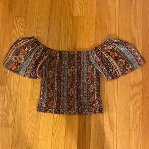 Off the shoulder crop top.